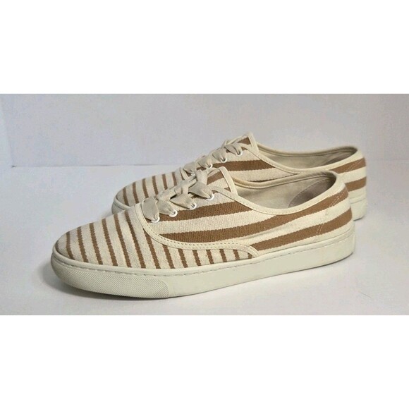 Soludos Classic Lace Up Sneaker Women's Sz 10 - Preowned - Brown & White Stripes - Picture 3 of 7